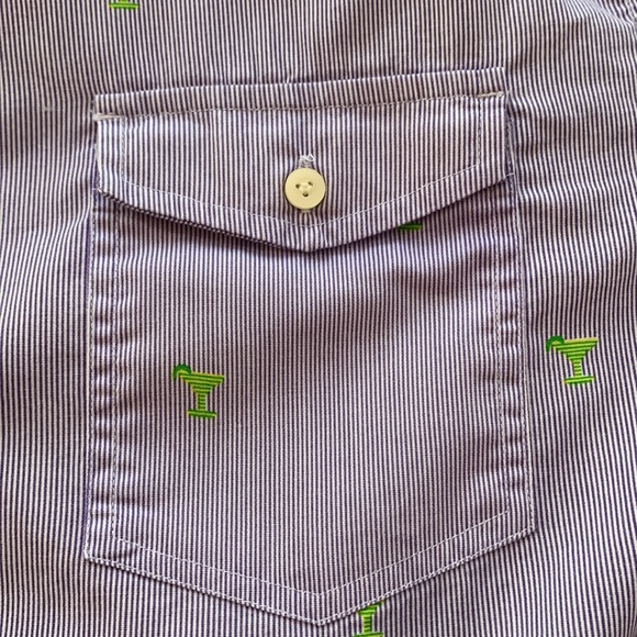 JACHS Purple & White Striped Shirt w/ Green Martini Glasses, XL - Picture 7 of 10